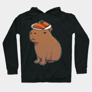 Capybara with Salmon on its head Hoodie